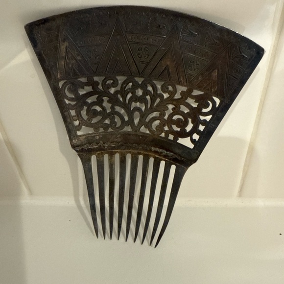 Antique Bronze silver plated Decorative Comb - Picture 3 of 6